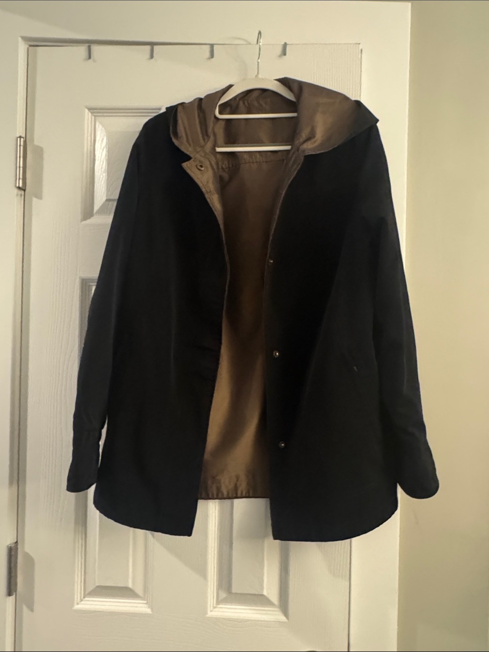 Reversible Black/Bronze Hooded Coat
